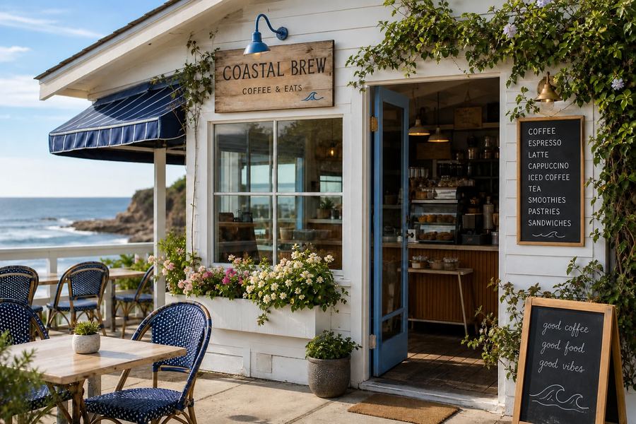 Coastal Café storefront overlooking the ocean