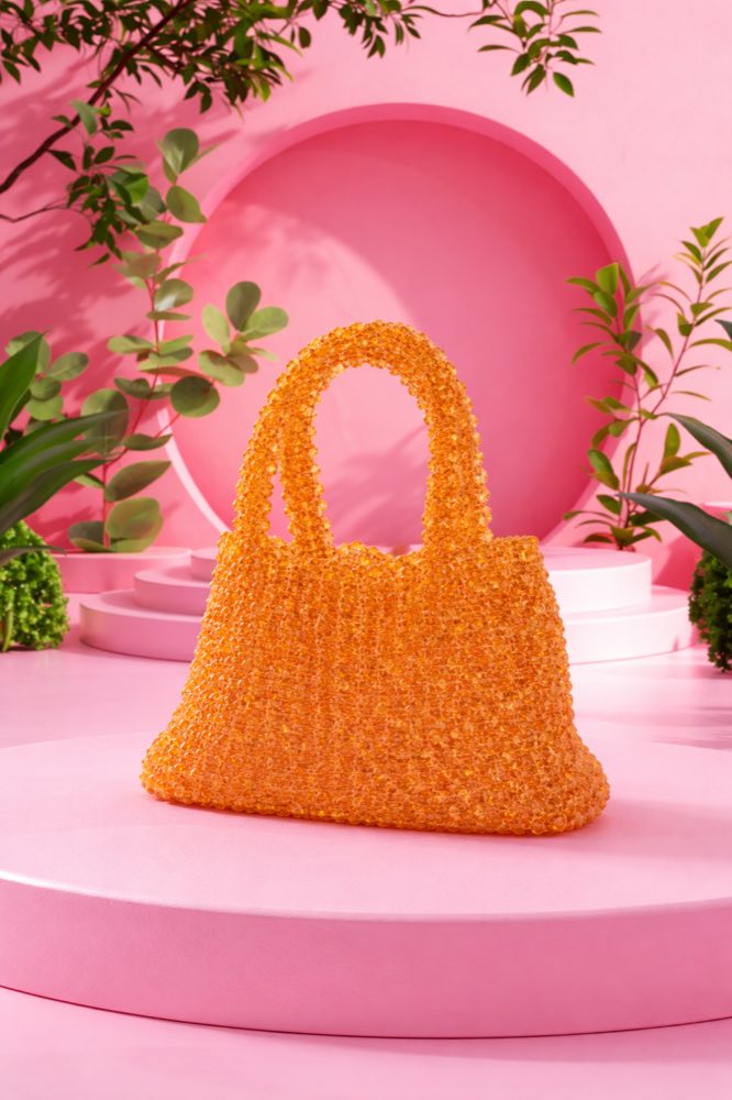Hand-beaded orange purse product photo for My Beaded World
